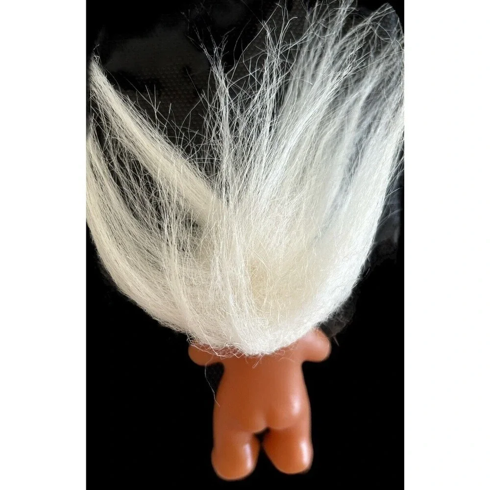 Vintage 1985 Dam Norfin Baby Toddler Troll Doll White Hair Orange Eyes